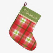 Moderne rustikale Rot-Grün-Farbe Kariert Großer Weihnachtsstrumpf (Vorderansicht (hängend))