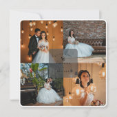 Moderne Rustikale Sage Green 4 Foto Collage Weddin Dankeskarte (Vorderseite)