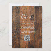 Moderne Rustikale Scheunenholz Hochzeit QR Code Einladung (Rückseite)