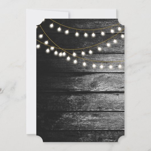 Moderne Rustikale Schwarz-Holz Gold Lights Arch We Einladung (Rückseite)