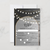 Moderne Rustikale Schwarz-Holz Gold Lights Arch We RSVP Karte (Vorderseite)
