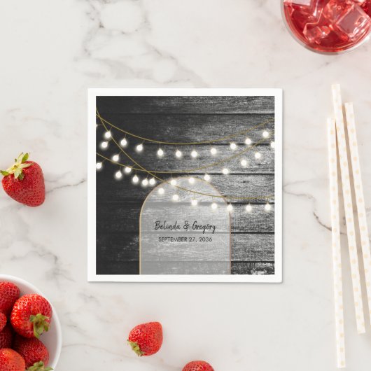 Moderne Rustikale Schwarz-Holz Gold Lights Arch We Serviette (Beispiel)