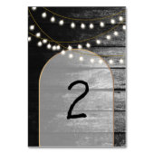 Moderne Rustikale Schwarz-Holz Gold Lights Arch We Tischnummer (Vorderseite)