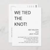 Moderne rustikale Schwarz-Weiß-Hochzeitsankündigun Postkarte (Vorne/Hinten)