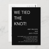 Moderne rustikale Schwarz-Weiß-Hochzeitsankündigun Postkarte (Vorne/Hinten)