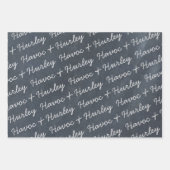 Moderne rustikale Schwarz-weiße Familienname Weihn Geschenkpapier Set (Vorderseite 2)