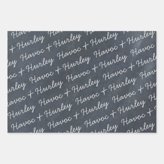 Moderne rustikale Schwarz-weiße Familienname Weihn Geschenkpapier Set (Vorderseite 2)