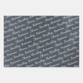 Moderne rustikale Schwarz-weiße Familienname Weihn Geschenkpapier Set (Vorderseite)