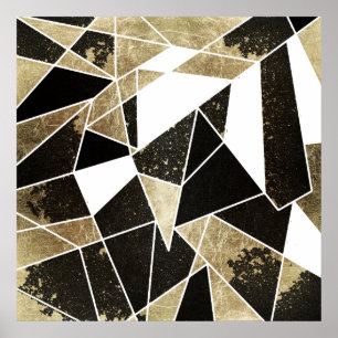 Moderne rustikale Schwarz-weiße und Imitate Gold G Poster