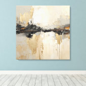 Moderne Rustikale Schwarze Champagner Gold Beige A Leinwanddruck (Insitu (Holzboden))