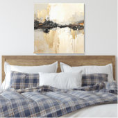 Moderne Rustikale Schwarze Champagner Gold Beige A Leinwanddruck (Insitu (Schlafzimmer))