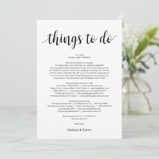 Moderne rustikale, schwarze, Dinge zu tun, Reiseka Programm (Stehend Vorderseite)