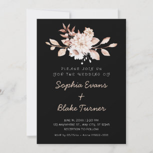 Moderne Rustikale Schwarze Hochzeit mit sanften Bl Einladung