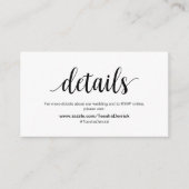 Moderne rustikale, schwarze, Hochzeitsdetails, UAW Begleitkarte (Vorderseite)