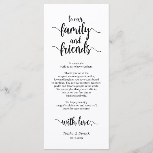 Moderne rustikale, schwarze, Place Einstellung Dan Programm (Vorderseite)