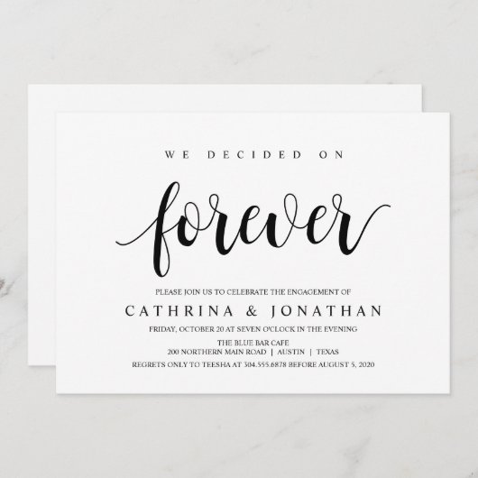 Moderne rustikale, schwarze Schrift, Engagement Pa Einladung (Vorne/Hinten)