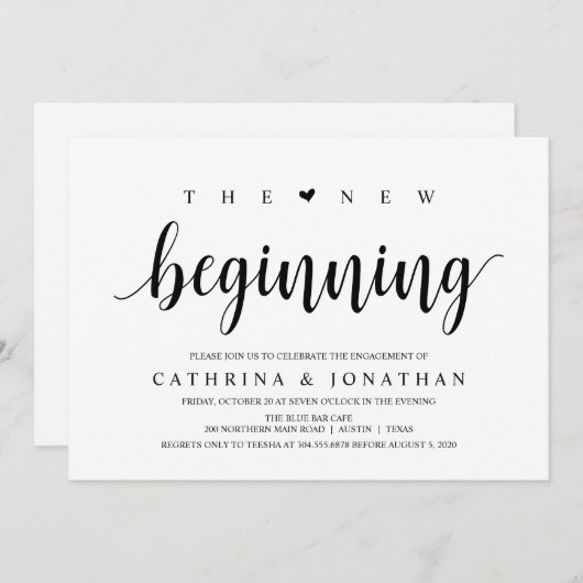 Moderne rustikale, schwarze Schrift, Engagement Pa Einladung (Vorne/Hinten)