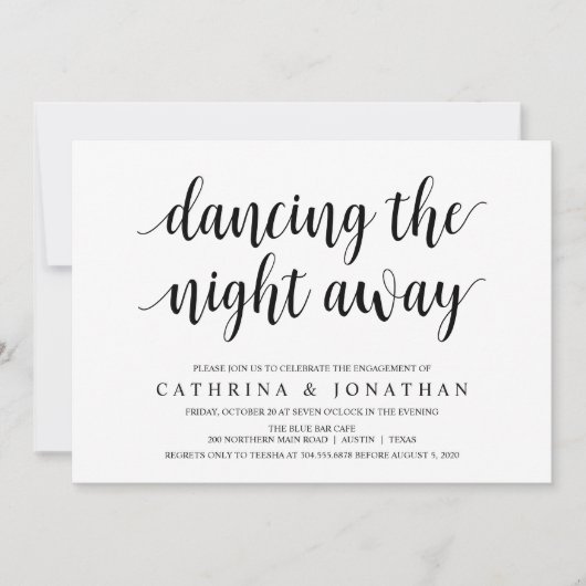 Moderne rustikale, schwarze Schrift, Engagement Pa Einladung (Vorderseite)
