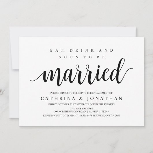 Moderne rustikale, schwarze Schrift, Engagement Pa Einladung (Vorderseite)