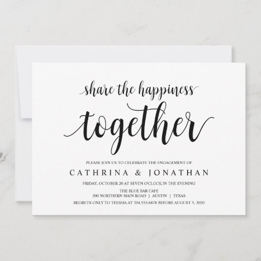 Moderne rustikale, schwarze Schrift, Engagement Pa Einladung (Vorderseite)