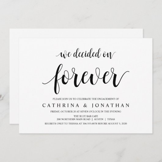 Moderne rustikale, schwarze Schrift, Engagement Pa Einladung (Vorne/Hinten)