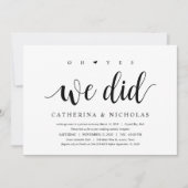 Moderne rustikale, schwarze Schrift, Hochzeitsfeie Einladung (Vorderseite)