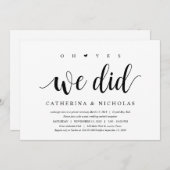 Moderne rustikale, schwarze Schrift, Hochzeitsfeie Einladung (Vorne/Hinten)