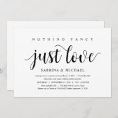 Moderne rustikale, schwarze Schrift, Hochzeitsfeie Einladung (Vorne/Hinten)