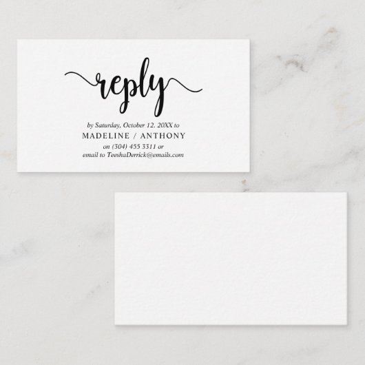 Moderne rustikale, schwarze Schrift, UAWG Response Begleitkarte (Vorne/Hinten)