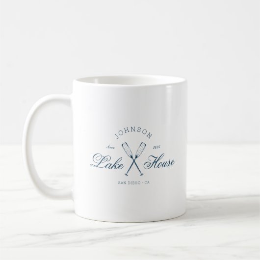 Moderne rustikale Seelandschaftsruder Küstenmarine Kaffeetasse (Links)