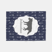 Moderne Rustikale Silhouette Grau Wolf Fleecedecke (Vorderseite (Horizontal))