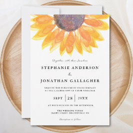 Moderne Rustikale Sonnenblumenhochzeit Einladung
