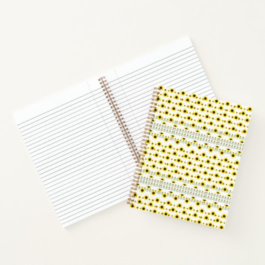 Moderne rustikale Sonnenblumenmuster Notizblock (Innenseite)