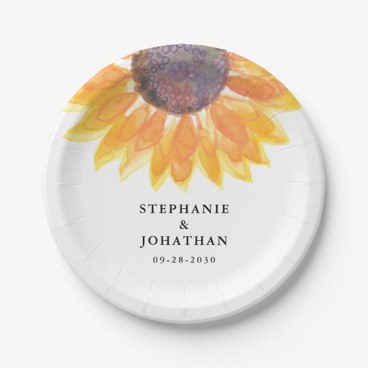 Moderne rustikale Sonnenblumenplatte Pappteller (Vorderseite)