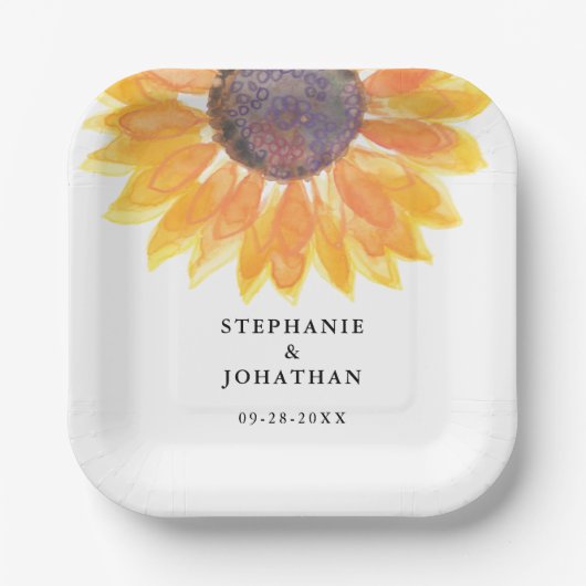 Moderne rustikale Sonnenblumenplatte Pappteller (Vorderseite)