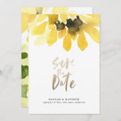 Moderne rustikale Sonnenblumenschrift Save The Date (Vorne/Hinten)