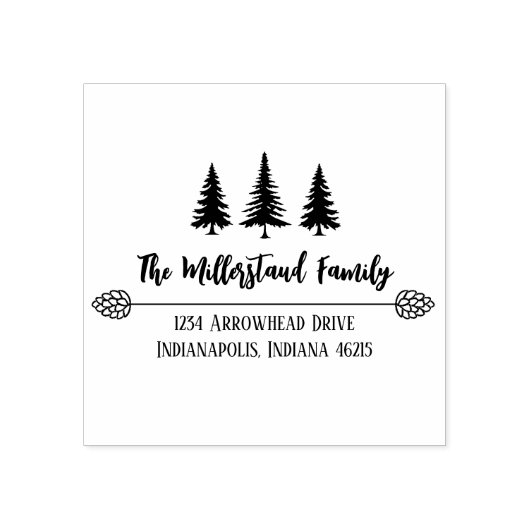 Moderne rustikale Spruce Script-Rücksendeadresse B Gummistempel (Prägung)