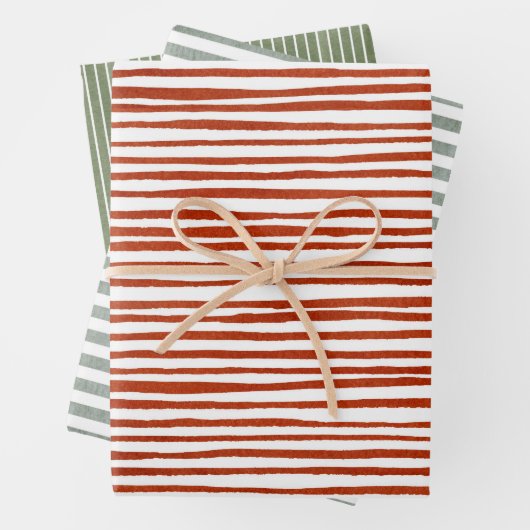 Moderne rustikale Streifen Geschenkpapier Set (Beispiel)