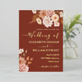 Moderne Rustikale Terracotta Boho Fall Foliage Hoc Folieneinladung (Stehend vorne)