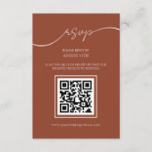 Moderne Rustikale Terracotta QR Code Wedding RSVP Begleitkarte (Vorderseite)