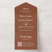 Moderne rustikale Terracotta Script QR Code Weddin All In One Einladung (Innen Boden)