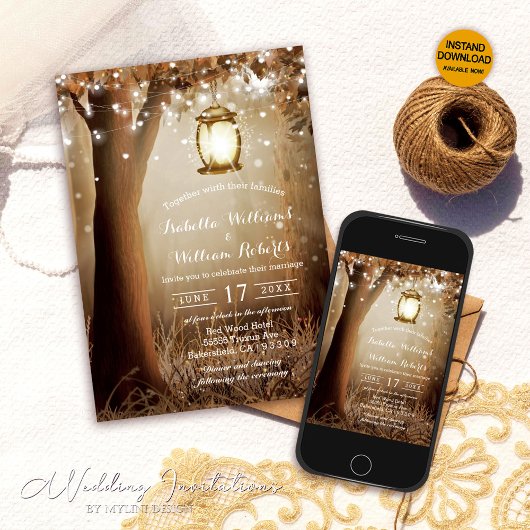 Moderne rustikale Treppenleuchten Hochzeiten Einladung