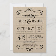 Moderne rustikale Typografie - Einladung zur Hochz