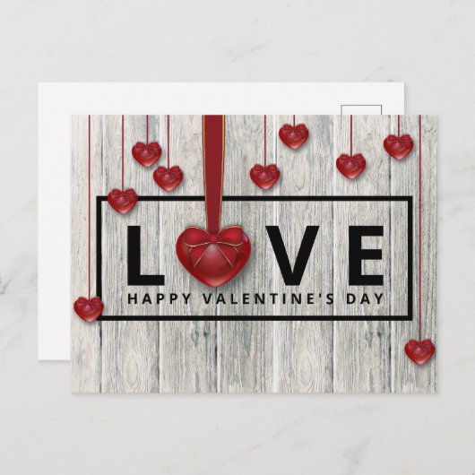Moderne rustikale Wald Valentine's Day LIEBE Rotes Postkarte (Vorne/Hinten)