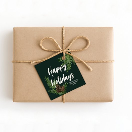 Moderne Rustikale Wasserfarbe Pinecone Happy Holid Geschenkanhänger