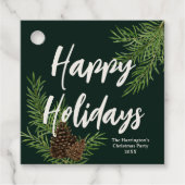 Moderne Rustikale Wasserfarbe Pinecone Happy Holid Geschenkanhänger (Vorderseite)