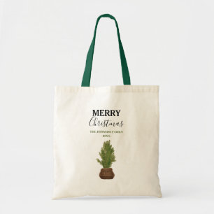 Moderne Rustikale Wasserfarbe Weihnachtsbaum-Feier Tragetasche