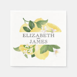 Moderne Rustikale Wasserfarbenlemon Sommerhochzeit Serviette