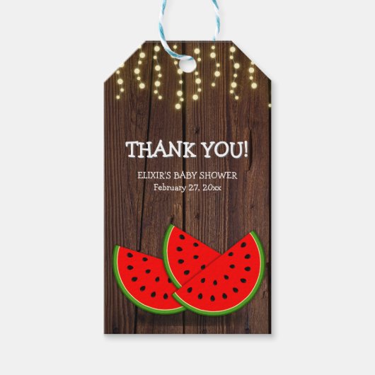 Moderne Rustikale Wassermelone Kinderdusche Geschenkanhänger (Vorderseite)