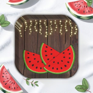 Moderne Rustikale Wassermelone Kinderdusche Pappteller